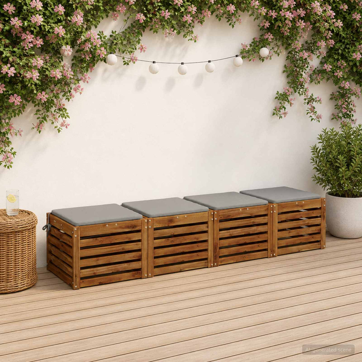 Seat Cushions SOEST 4 pcs 100% Polyester Grey 45 x 45 x 3 cm