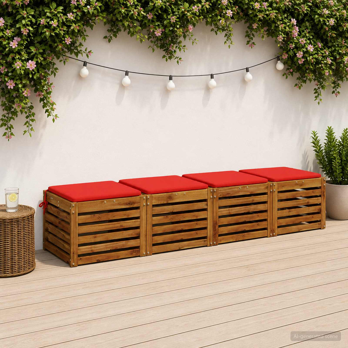 Seat Cushions SOEST 4 pcs 100% Polyester Red 45 x 45 x 3 cm