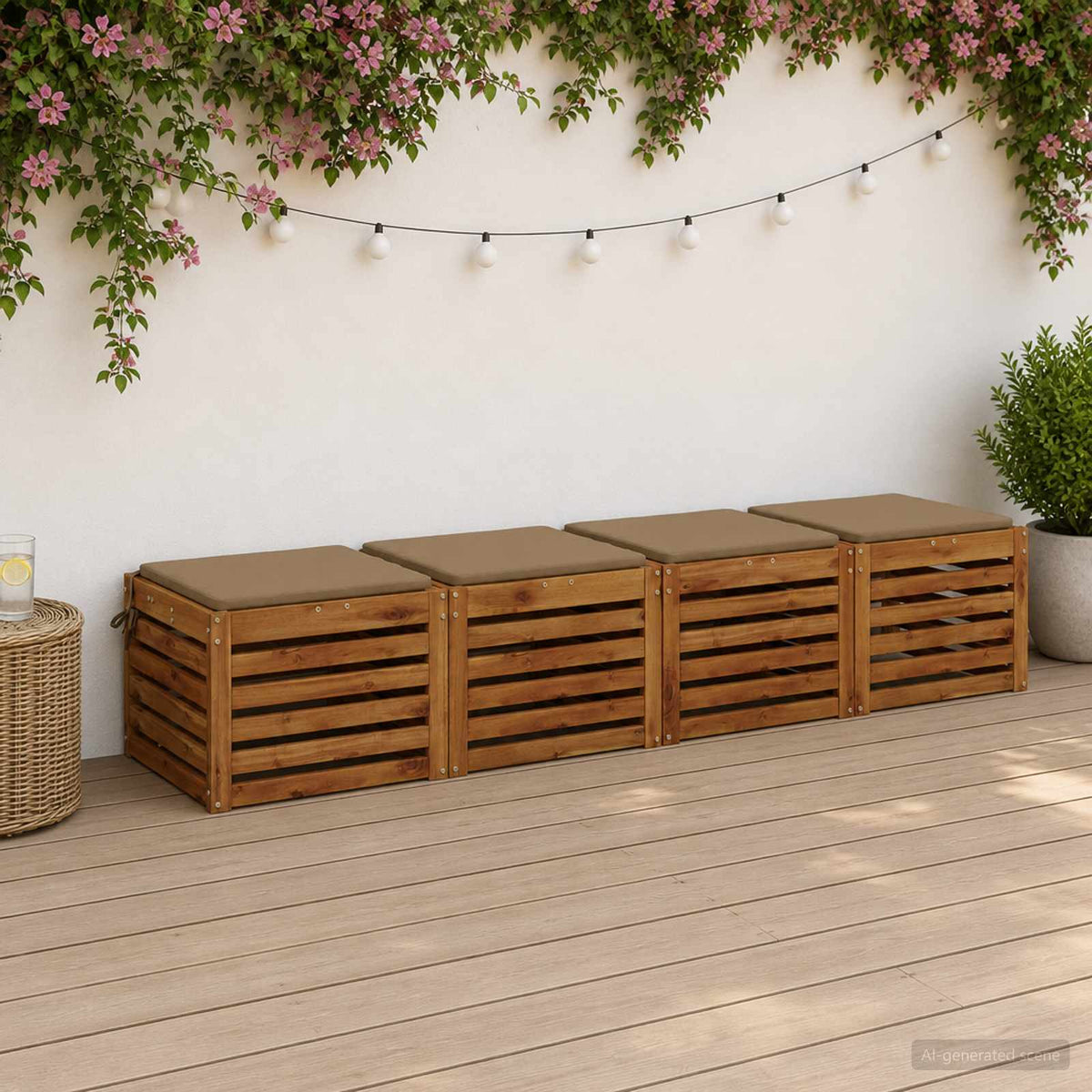 Seat Cushions SOEST 4 pcs 100% Polyester Taupe 45 x 45 x 3 cm
