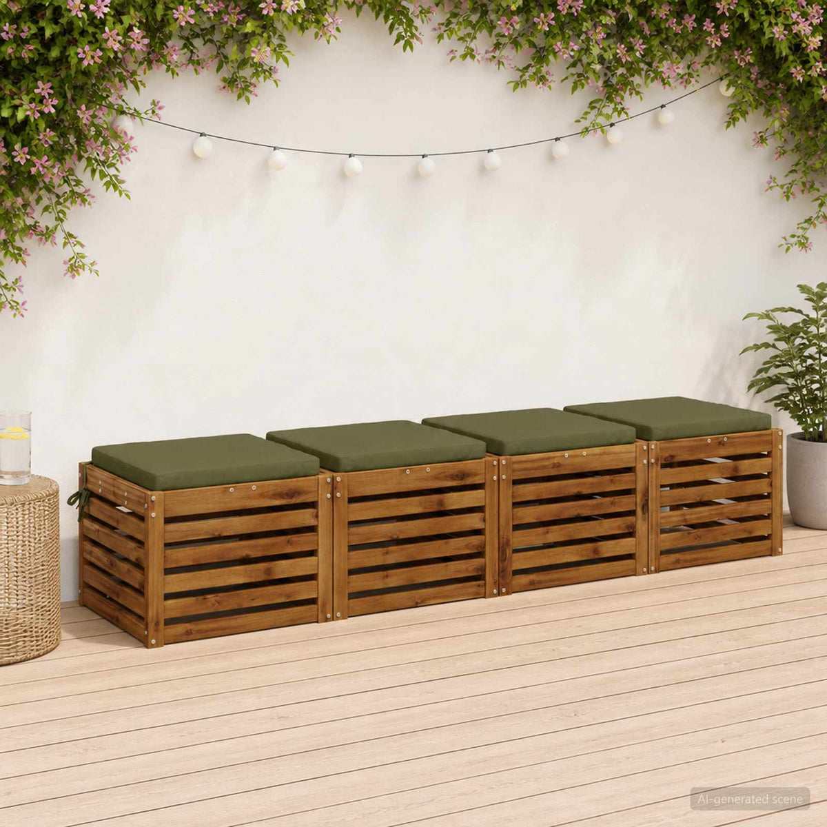 Seat Cushions SOEST 4 pcs 100% Polyester Olive Green