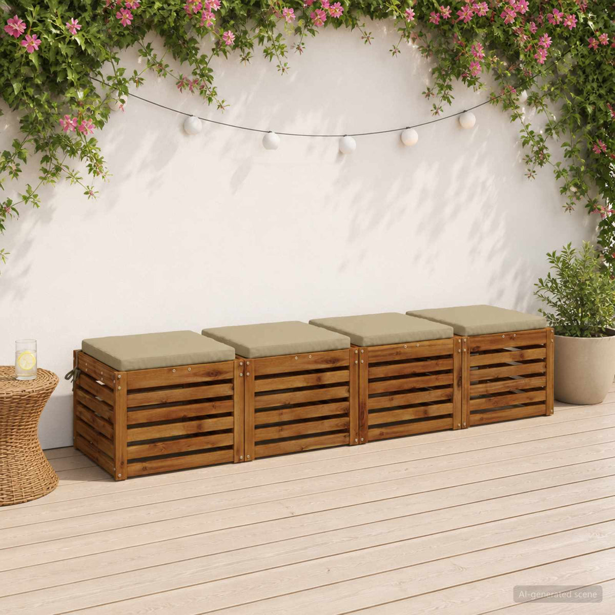 4-Piece Seat Cushions SOEST 4 pcs 100% Polyester Light Green