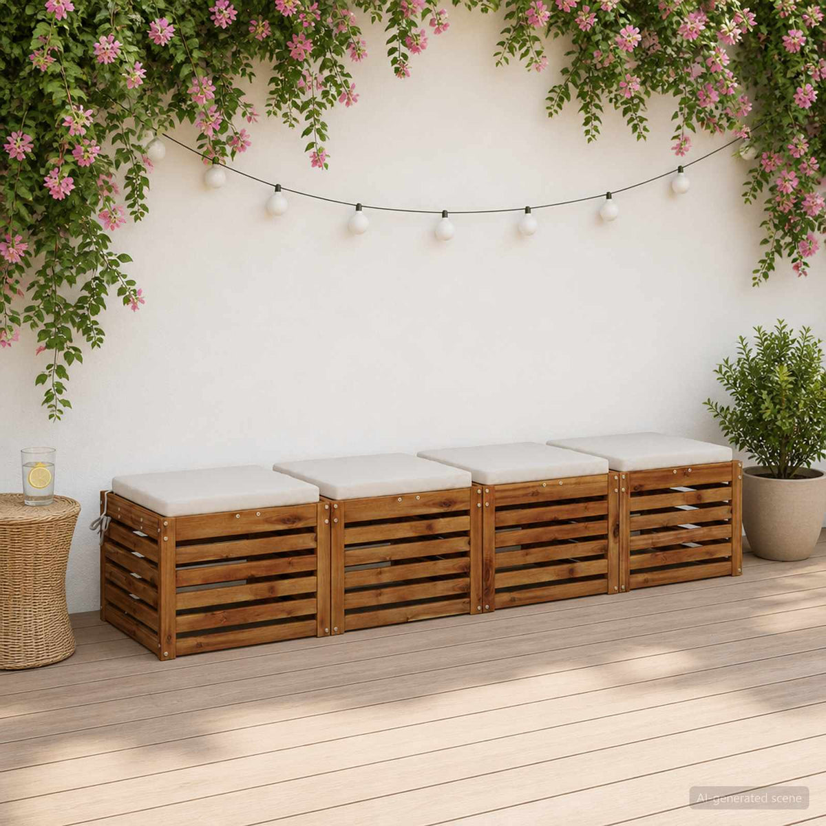 Seat Cushions SOEST 4 pcs 100% Polyester White 45 x 45 x 5 cm