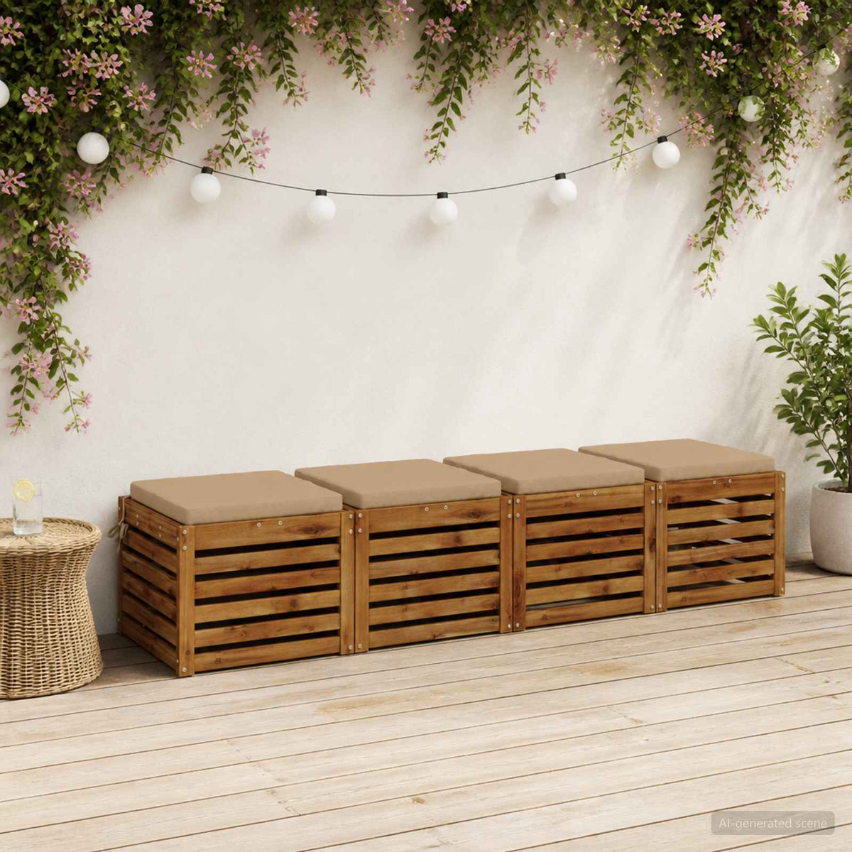 Seat Cushions SOEST 4 pcs 100% Polyester Sand 50 x 50 x 5 cm