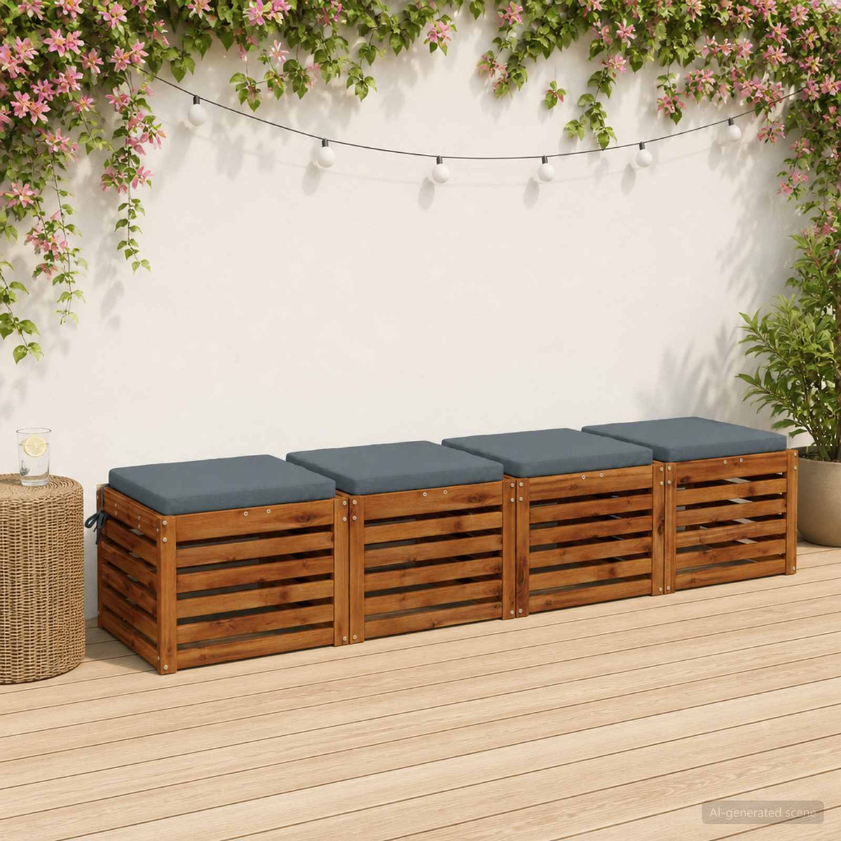 Seat Cushions SOEST 4 pcs 100% Polyester Blue 45 x 45 x 5 cm