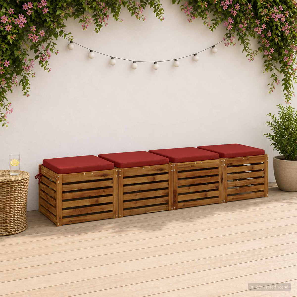 Seat Cushions SOEST 4 pcs 100% Polyester Red 45 x 45 x 5 cm