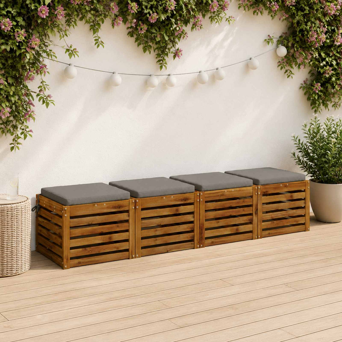 Seat Cushions SOEST 4 pcs 100% Polyester Grey 40 x 40 x 5 cm