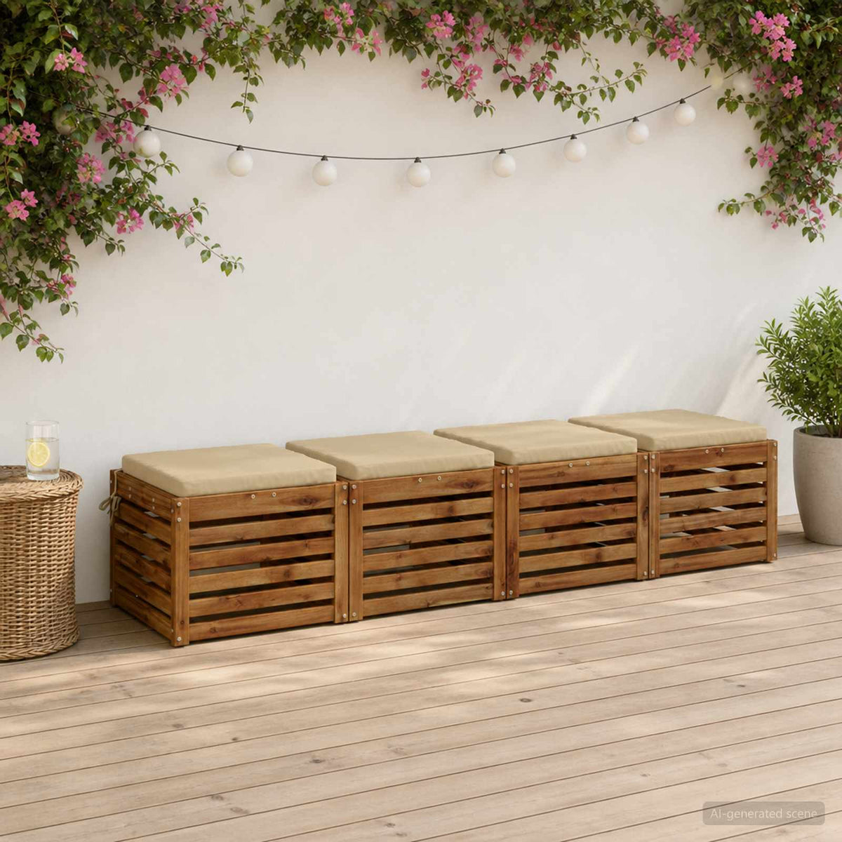 Seat Cushions SOEST 4 pcs 100% Polyester Beige 45 x 45 x 5 cm