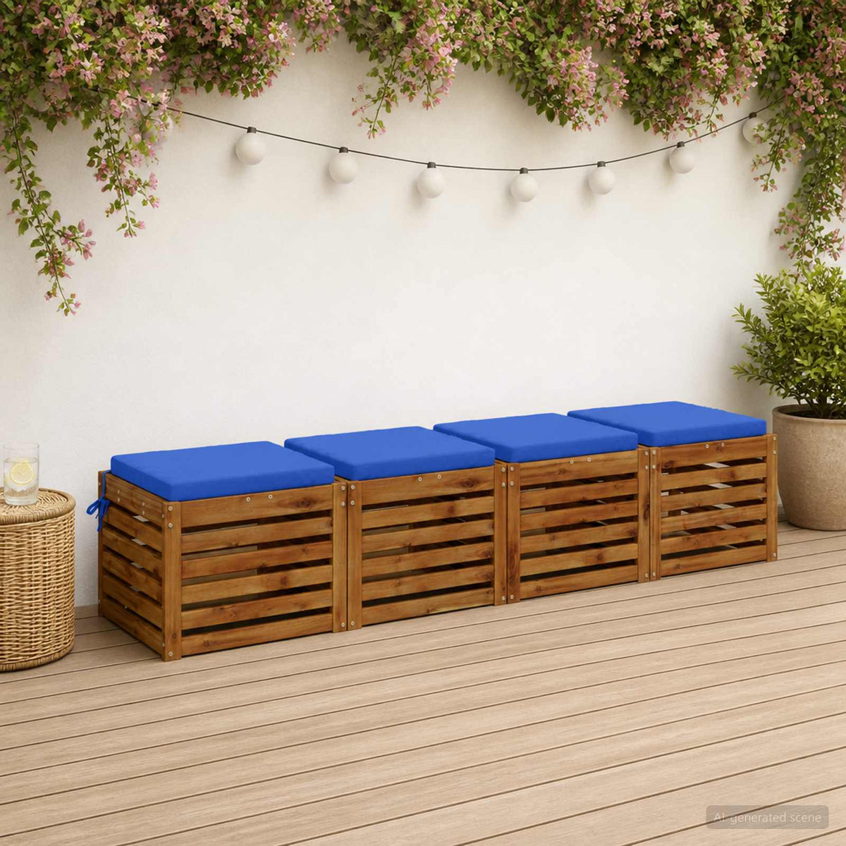 Seat Cushions SOEST 4 pcs 100% Polyester Royal Blue