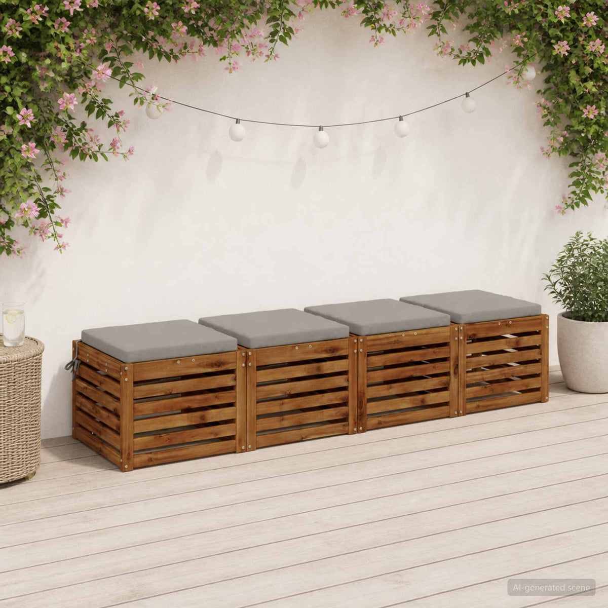 Seat Cushions SOEST 4 pcs 100% Polyester Grey 45 x 45 x 5 cm