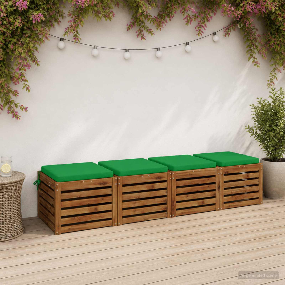 Seat Cushions SOEST 4 pcs 100% Polyester Green 40 x 40 x 5 cm