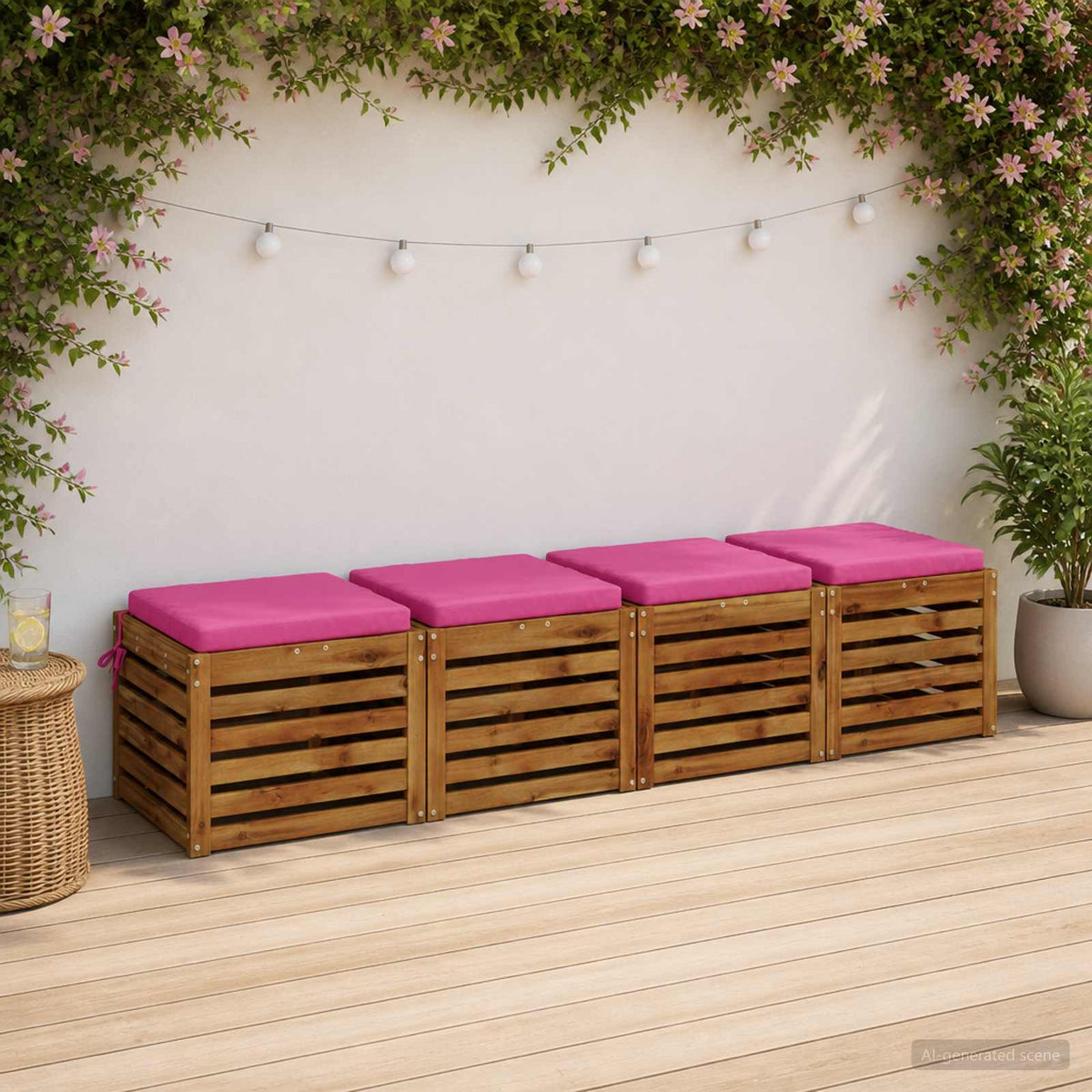 Seat Cushions SOEST 4 pcs 100% Polyester Pink 45 x 45 x 5 cm