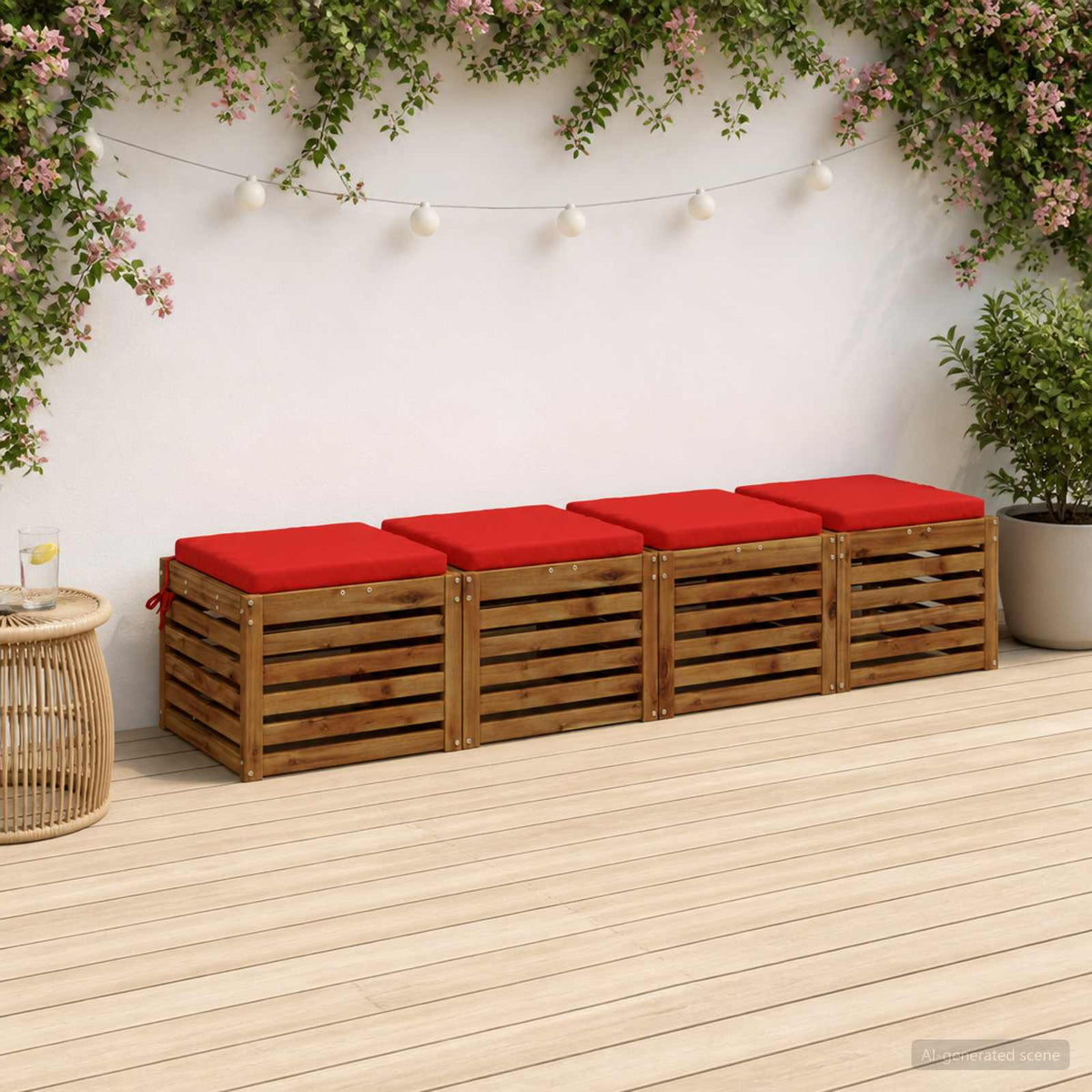 4-Piece Seat Cushions SOEST 4 pcs 100% Polyester Red