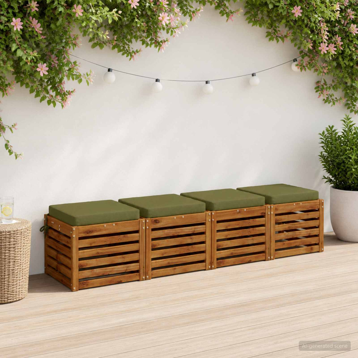 Seat Cushions SOEST 4 pcs 100% Polyester Olive Green