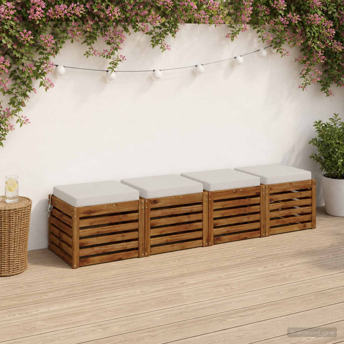 Seat Cushions SOEST 4 pcs 100% Polyester White 40 x 40 x 7 cm
