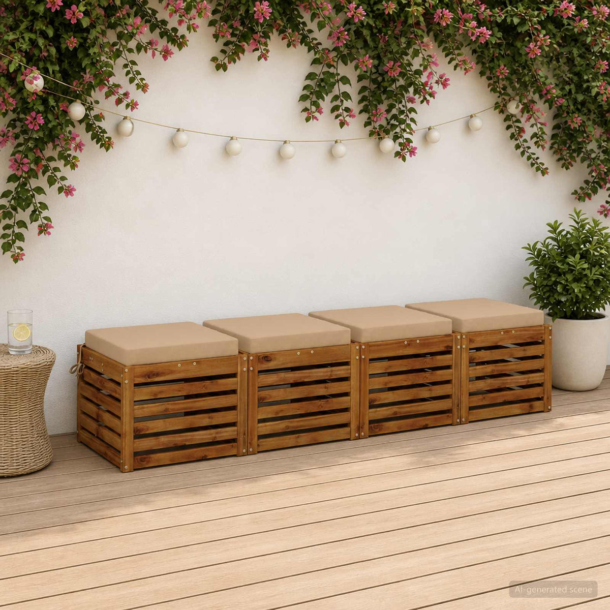 Seat Cushions SOEST 4 pcs 100% Polyester Sand 40 x 40 x 7 cm