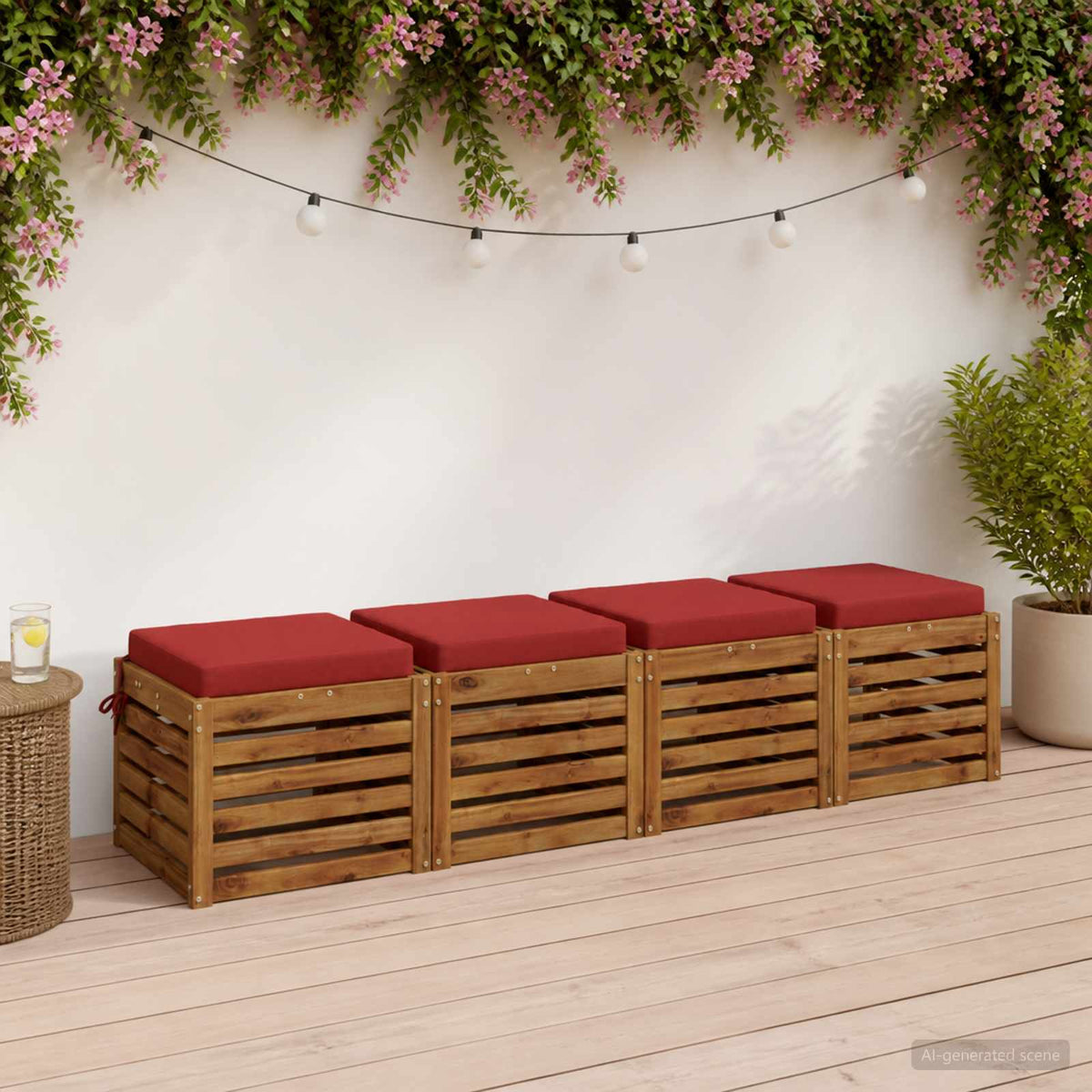 Seat Cushions SOEST 4 pcs 100% Polyester Red 40 x 40 x 7 cm