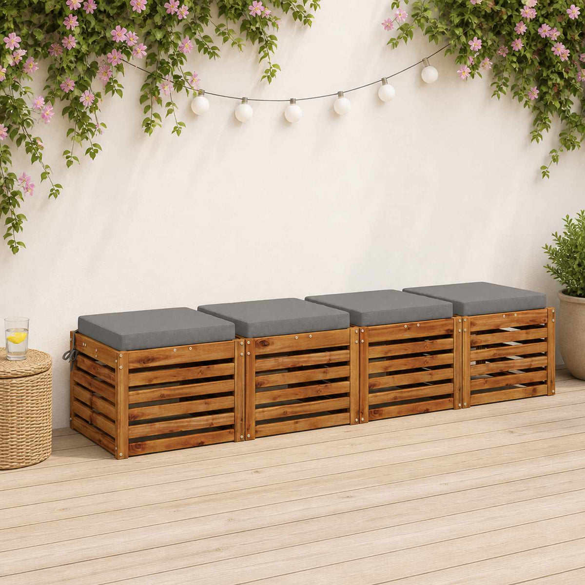 Seat Cushions SOEST 4 pcs 100% Polyester Grey 45 x 45 x 7 cm