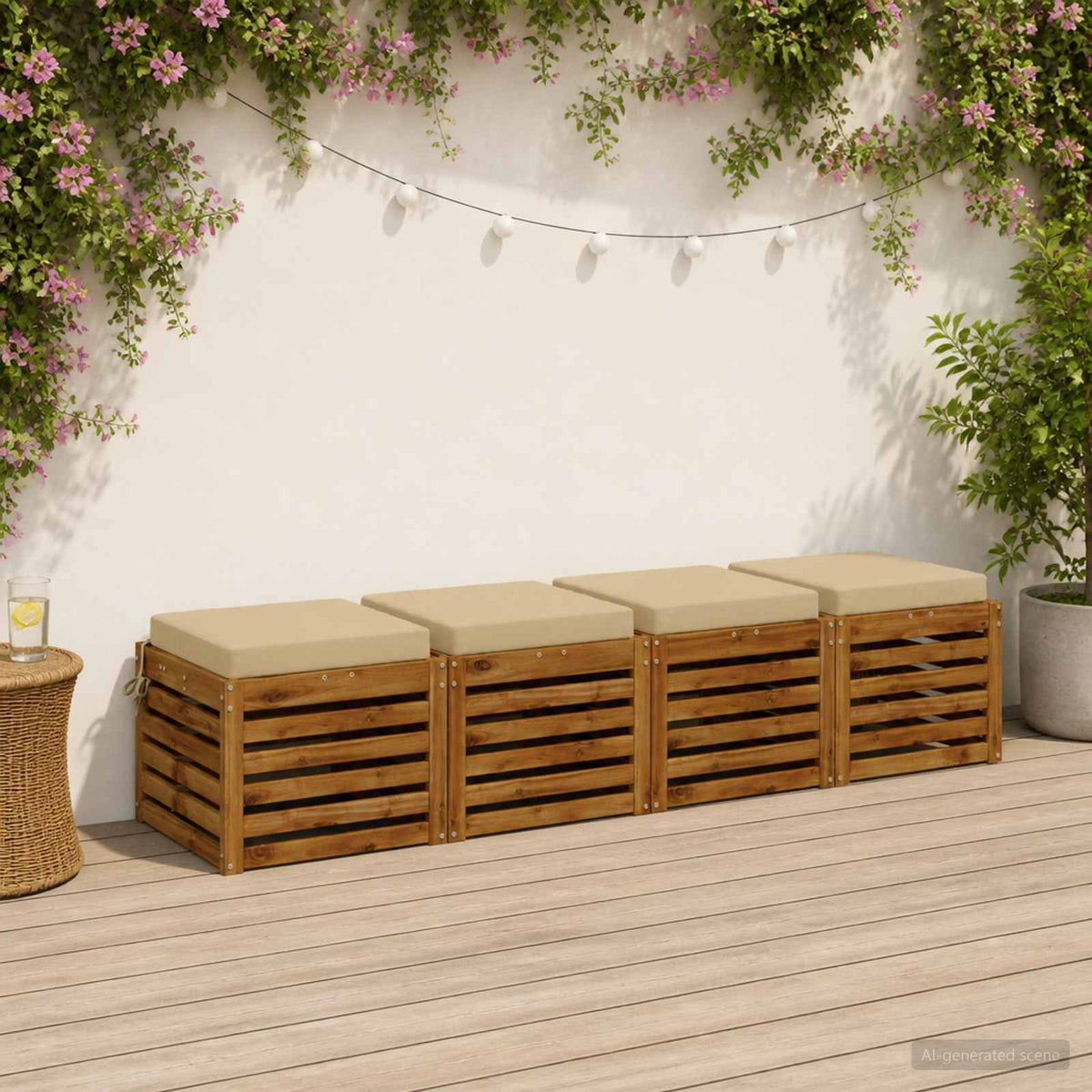 Seat Cushions SOEST 4 pcs 100% Polyester Beige 45 x 45 x 7 cm
