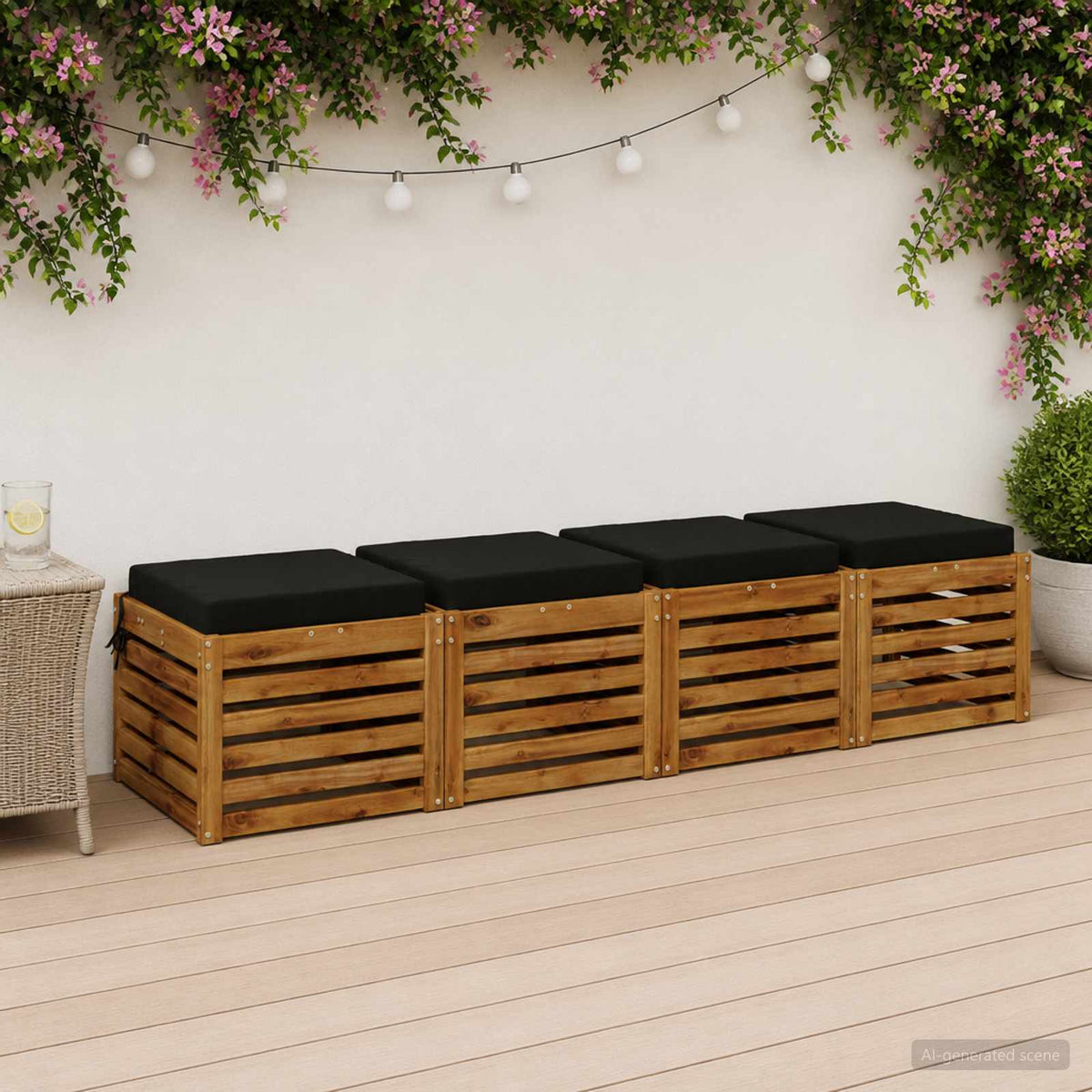 Seat Cushions SOEST 4 pcs 100% Polyester Black 40 x 40 x 7 cm