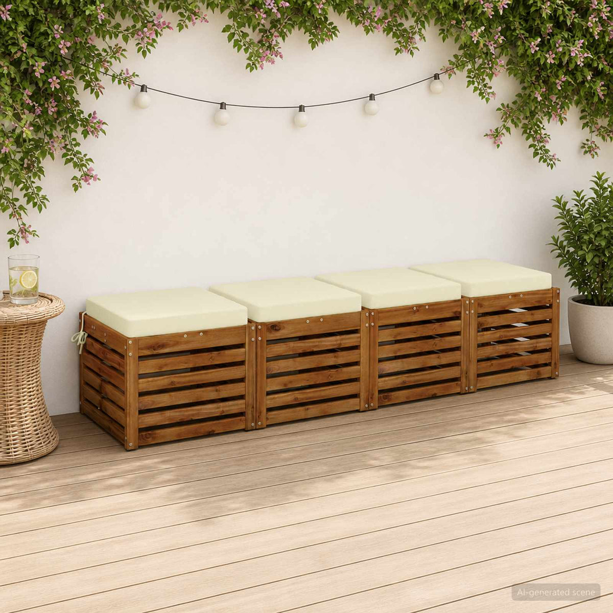 Seat Cushions SOEST 4 pcs 100% Polyester Cream 40 x 40 x 7 cm
