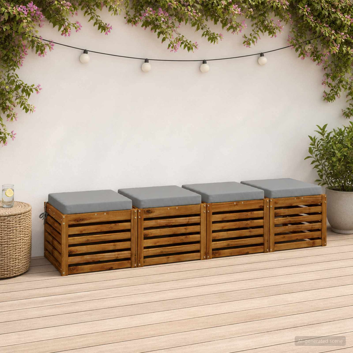 Seat Cushions SOEST 4 pcs 100% Polyester Grey 40 x 40 x 7 cm