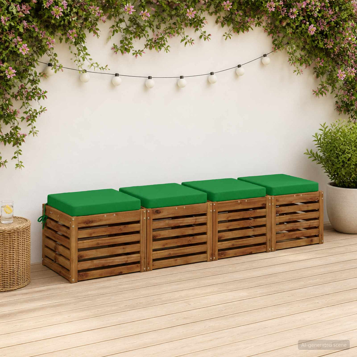 Seat Cushions SOEST 4 pcs 100% Polyester Green 45 x 45 x 7 cm