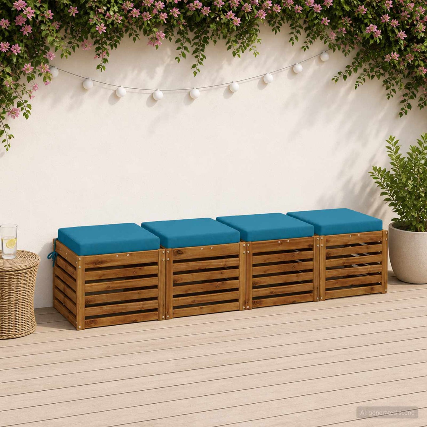 4-Piece Seat Cushions SOEST 4 pcs 100% Polyester Light Blue
