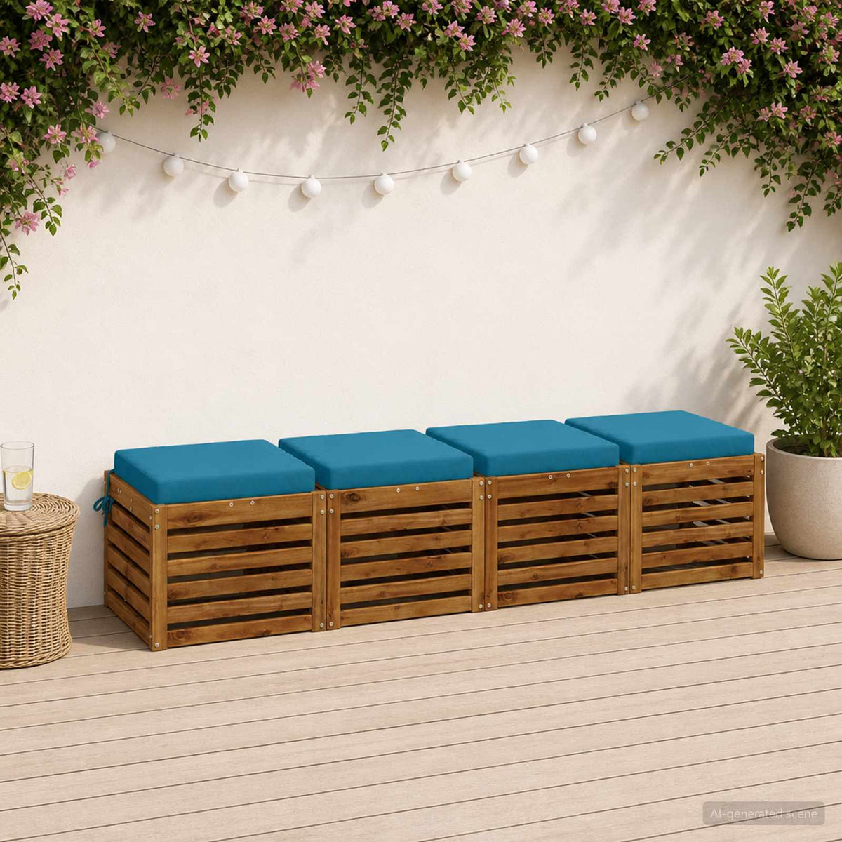 Seat Cushions SOEST 4 pcs 100% Polyester Light Blue