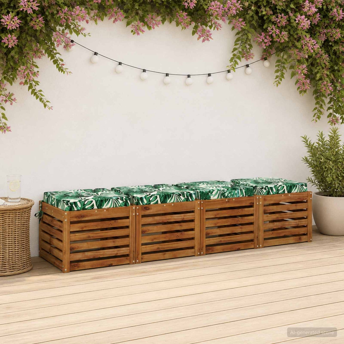 4-Piece Seat Cushions SOEST 4 pcs 100% Polyester Leaf Pattern