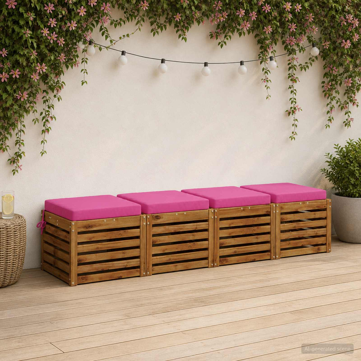 Seat Cushions SOEST 4 pcs 100% Polyester Pink 45 x 45 x 7 cm