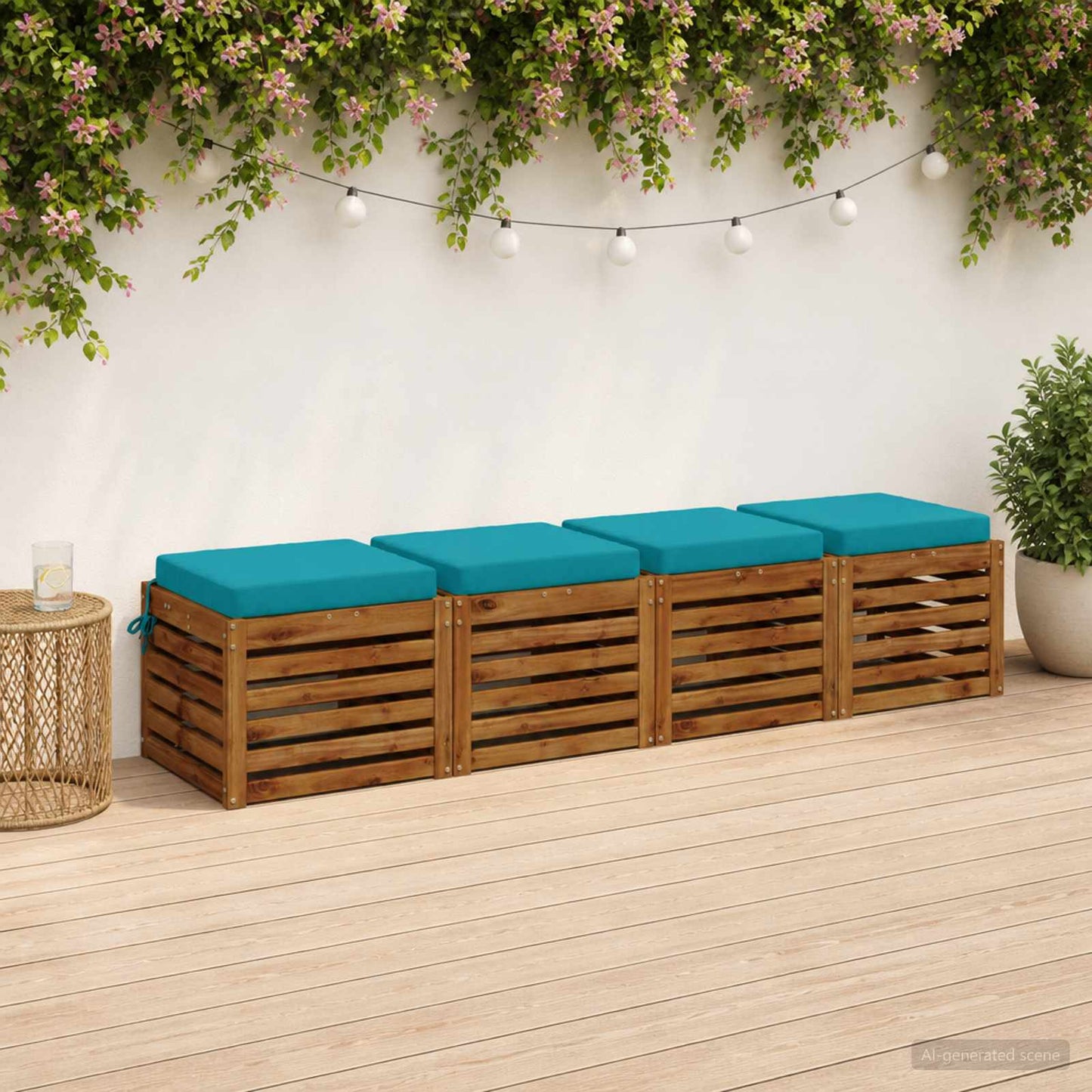 4-Piece Seat Cushions SOEST 4 pcs 100% Polyester Turquoise