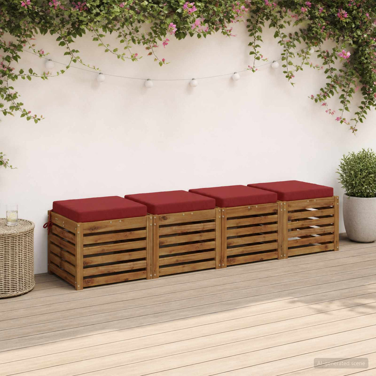 Seat Cushions SOEST 4 pcs 100% Polyester Wine Red
