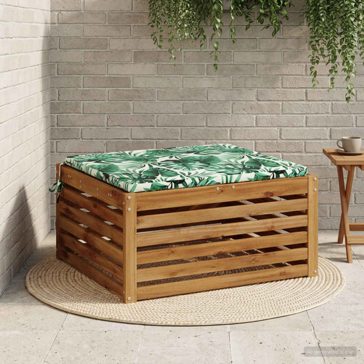 Seat Cushions SOEST 100% Polyester Leaf Pattern 60 x 60 x 3 cm