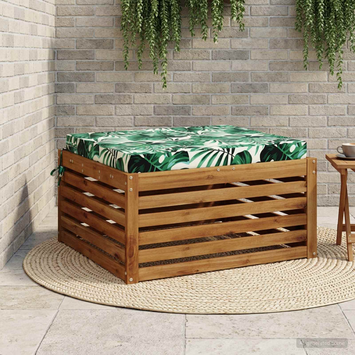 Seat Cushions SOEST 100% Polyester Leaf Pattern 80 x 80 x 7 cm