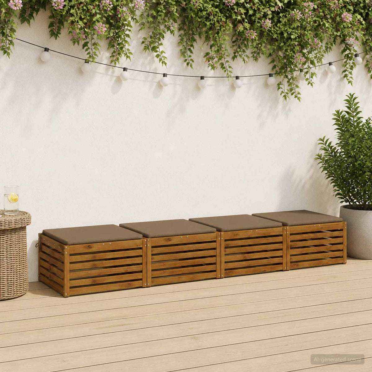Seat Cushions SOEST 4 pcs 100% Polyester Taupe 60 x 60 x 3 cm