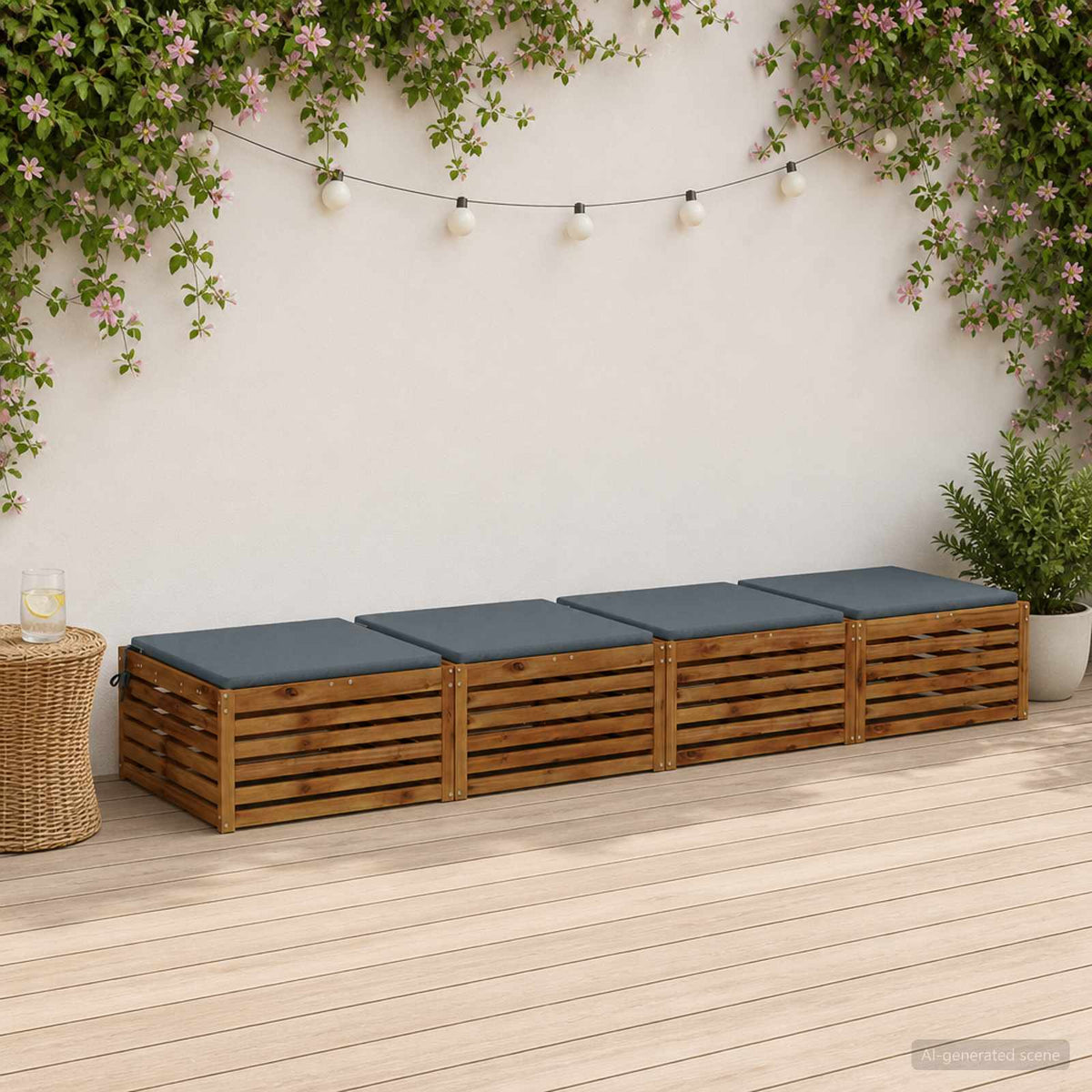 Seat Cushions SOEST 4 pcs 100% Polyester Blue 60 x 60 x 3 cm