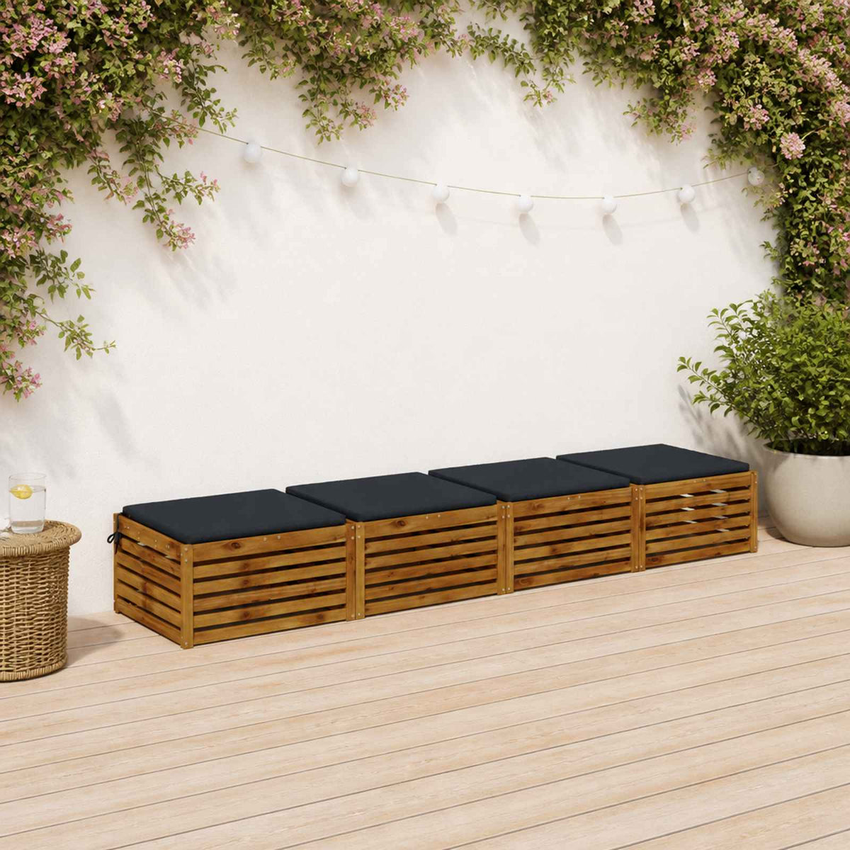 Seat Cushions SOEST 4 pcs 100% Polyester Dark Blue