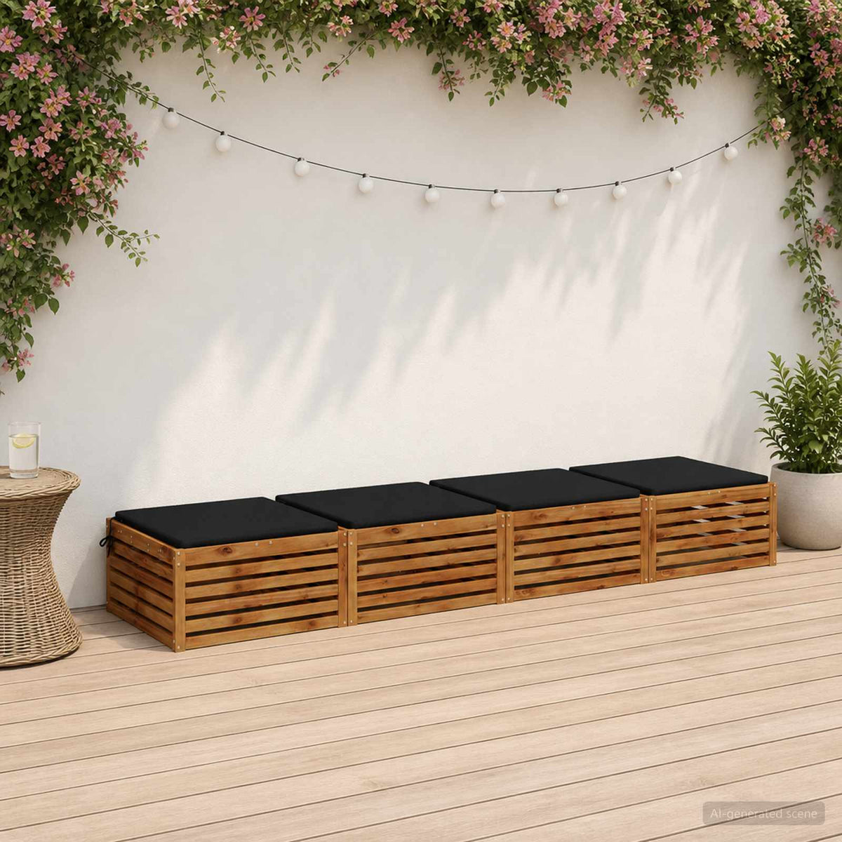 Seat Cushions SOEST 4 pcs 100% Polyester Black 60 x 60 x 3 cm