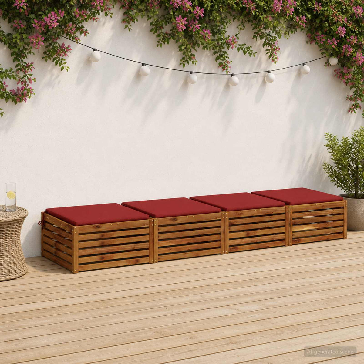 Seat Cushions SOEST 4 pcs 100% Polyester Red 80 x 80 x 3 cm