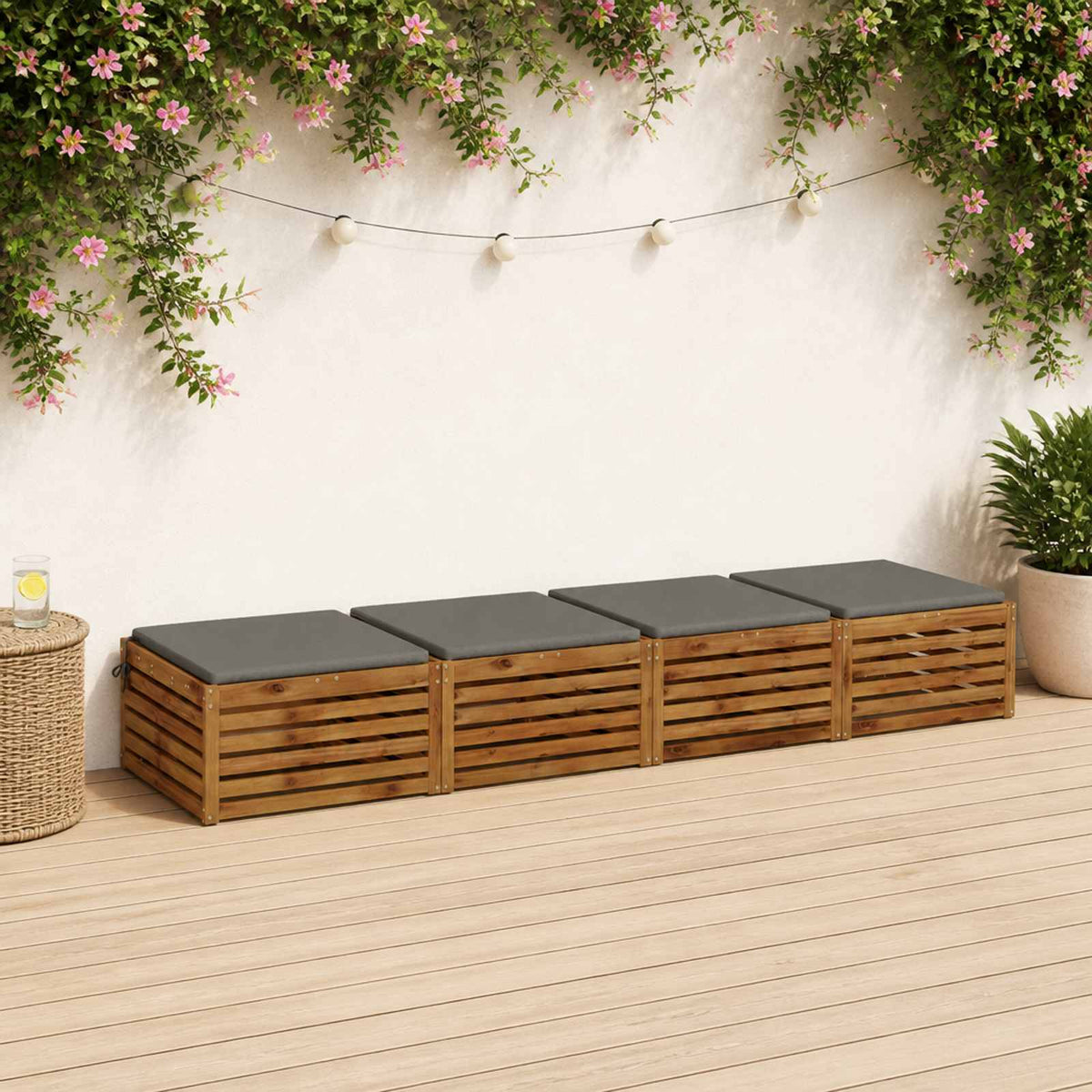 Seat Cushions SOEST 4 pcs 100% Polyester Grey 80 x 80 x 3 cm