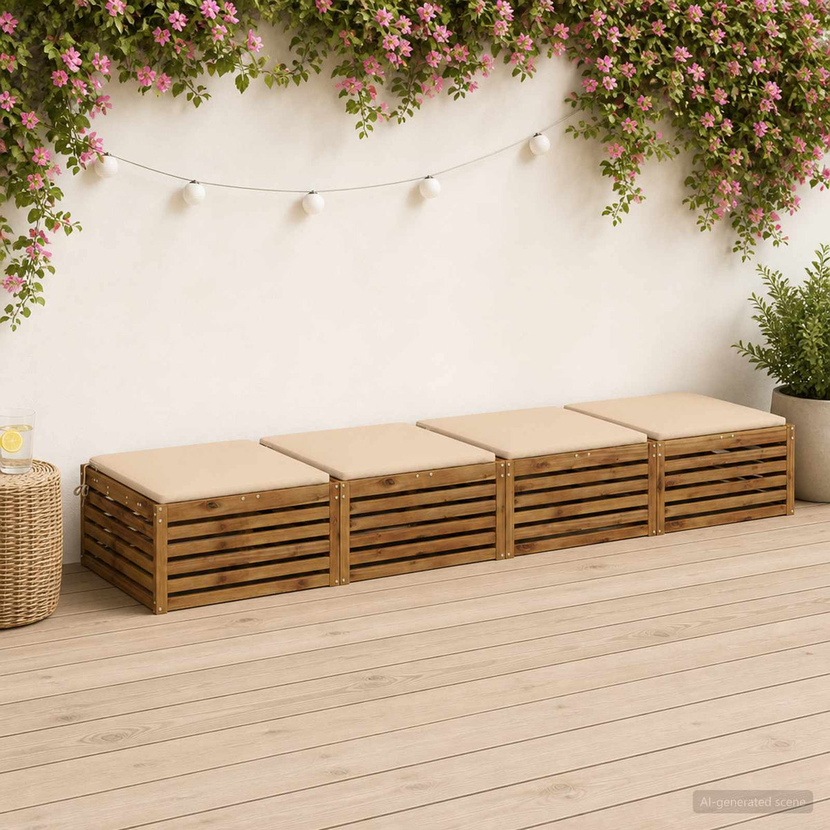 Seat Cushions SOEST 4 pcs 100% Polyester Cream 60 x 60 x 3 cm