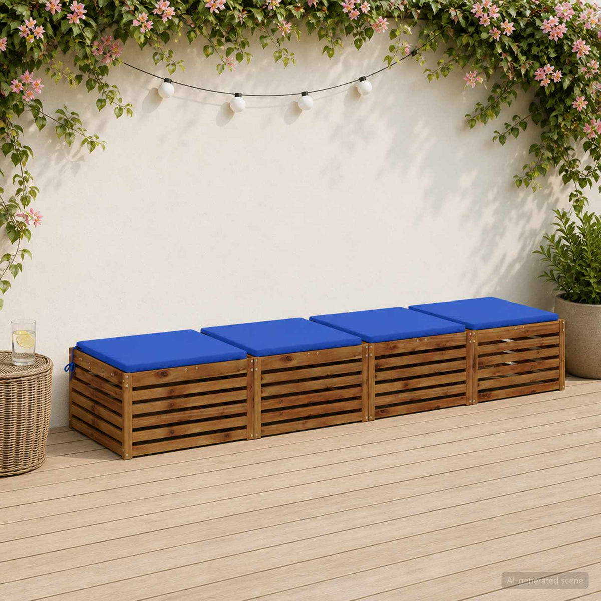 Seat Cushions SOEST 4 pcs 100% Polyester Royal Blue