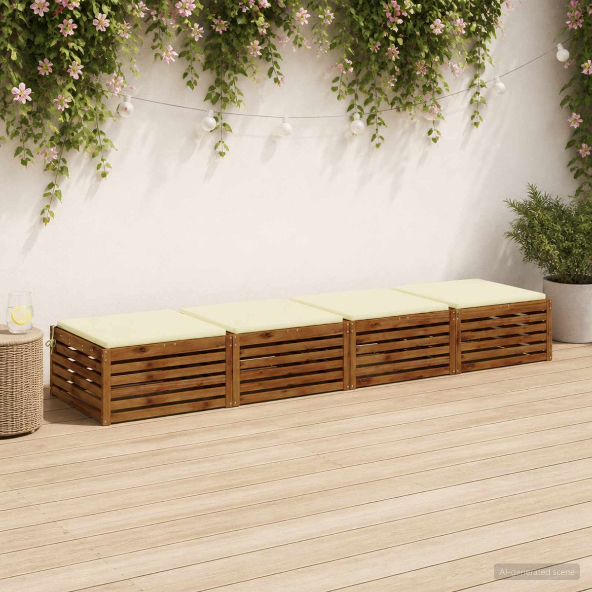 Seat Cushions SOEST 4 pcs 100% Polyester Cream 80 x 80 x 3 cm