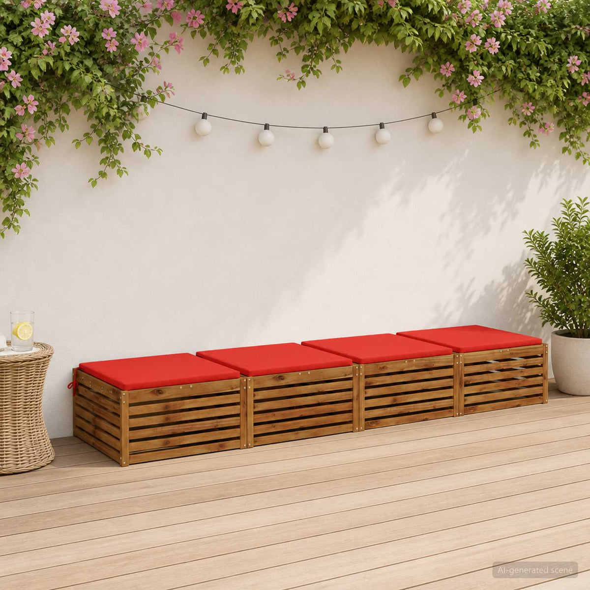 Seat Cushions SOEST 4 pcs 100% Polyester Red 60 x 60 x 3 cm
