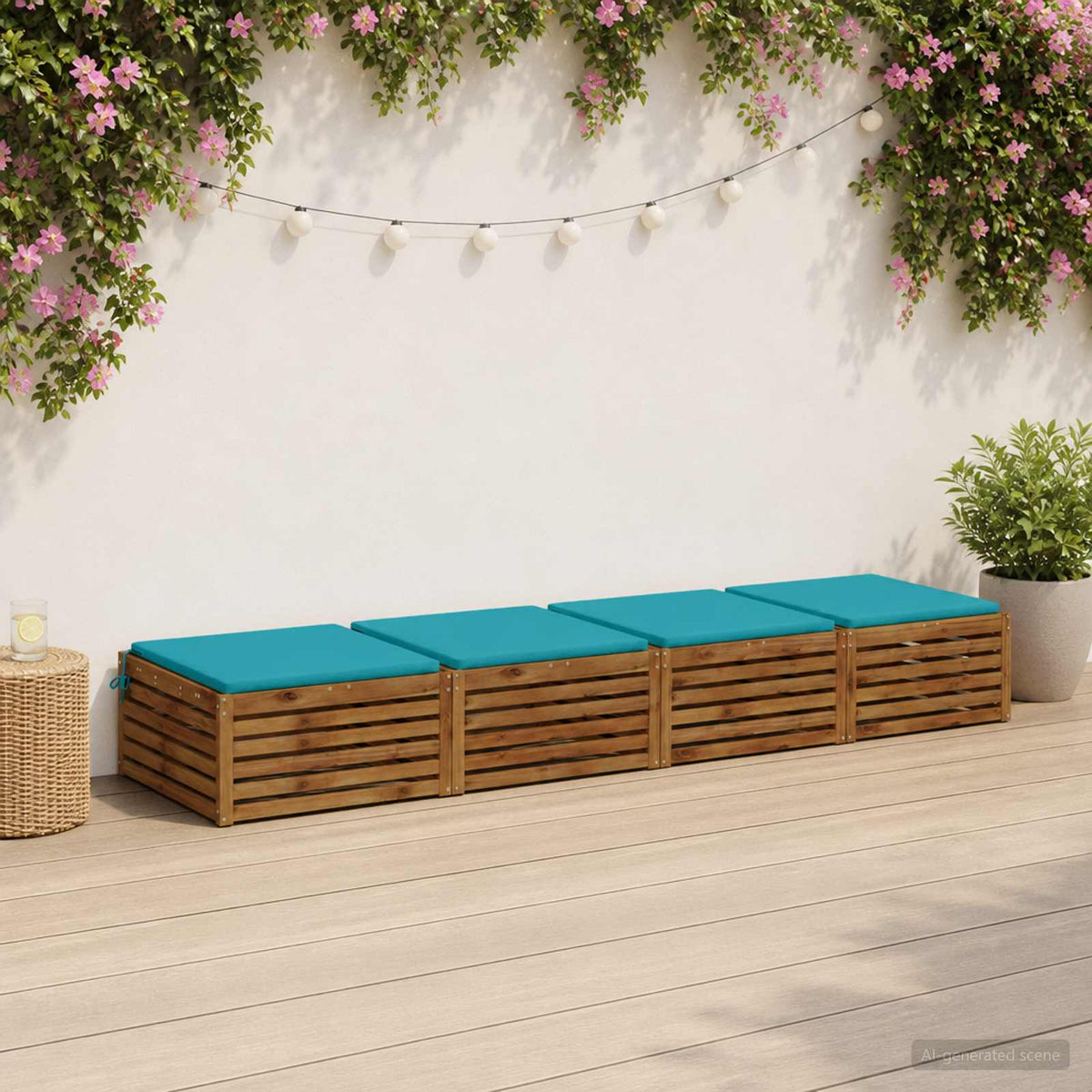 Seat Cushions SOEST 4 pcs 100% Polyester Turquoise