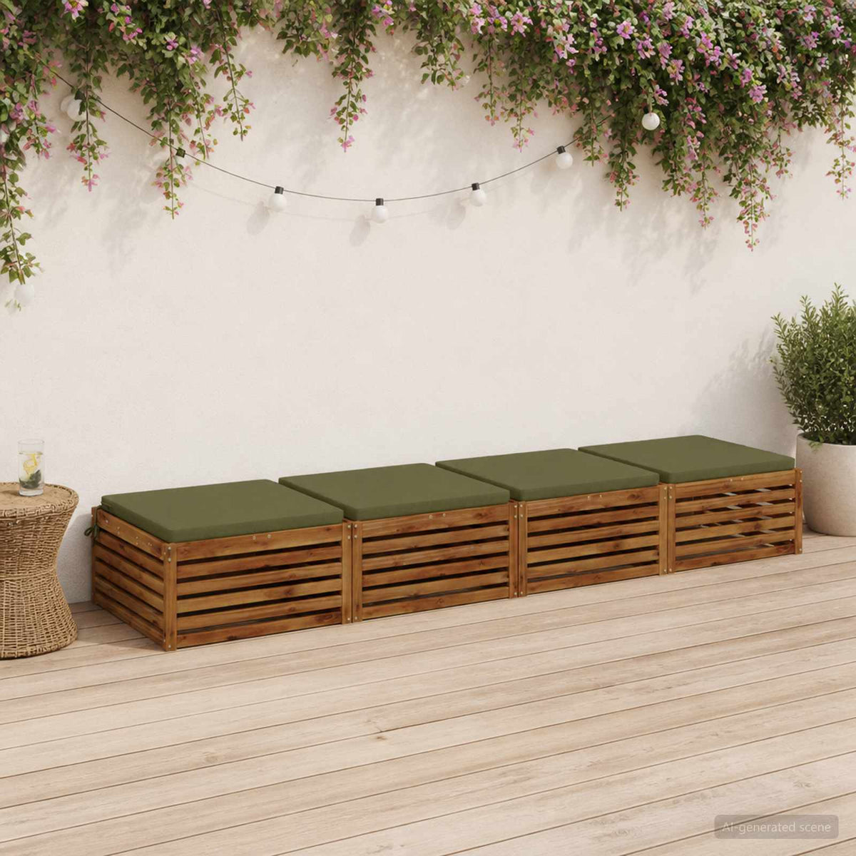Seat Cushions SOEST 4 pcs 100% Polyester Olive Green