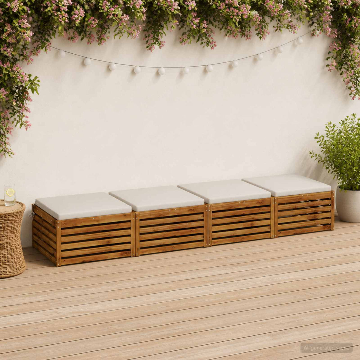 Seat Cushions SOEST 4 pcs 100% Polyester White 80 x 80 x 5 cm