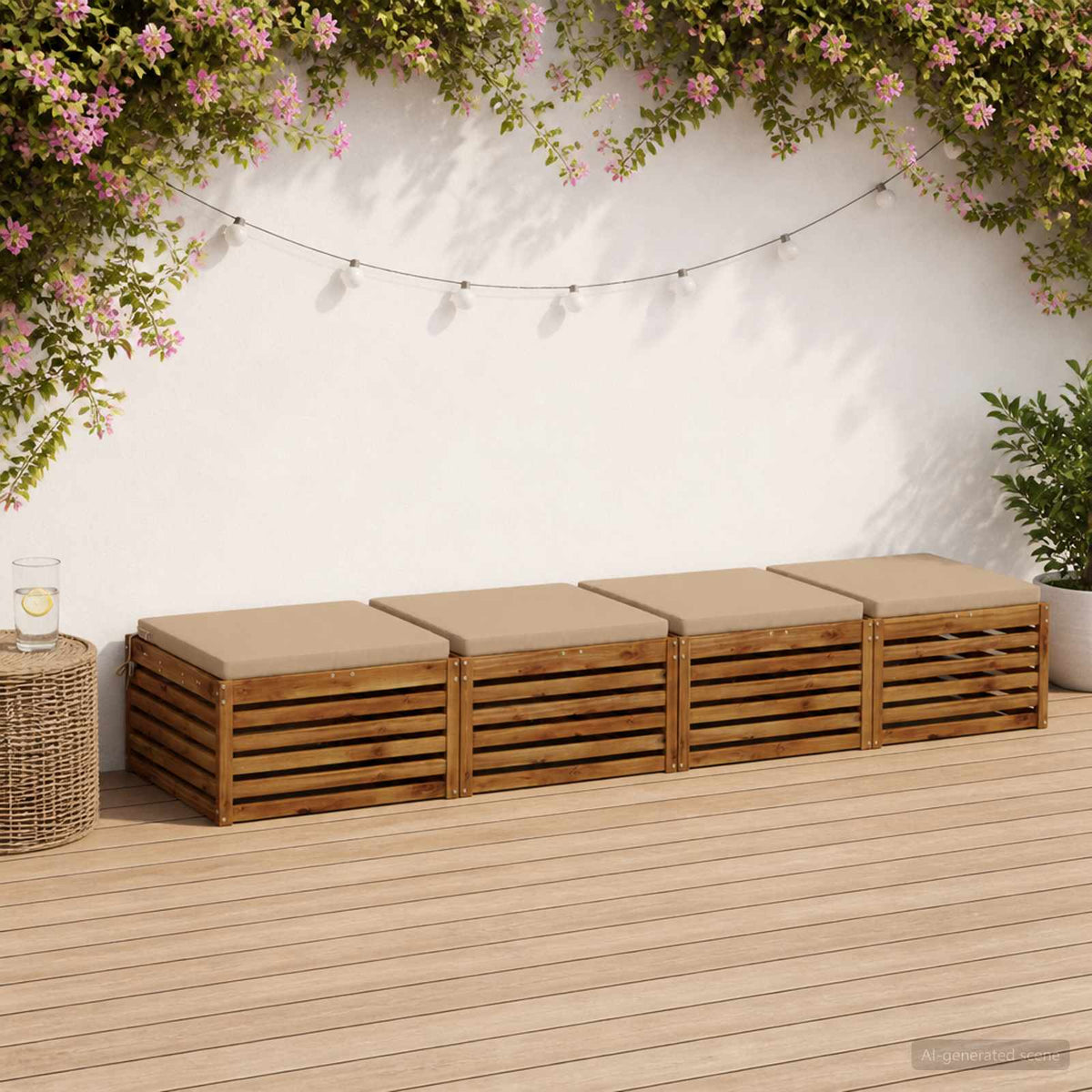 Seat Cushions SOEST 4 pcs 100% Polyester Sand 60 x 60 x 5 cm