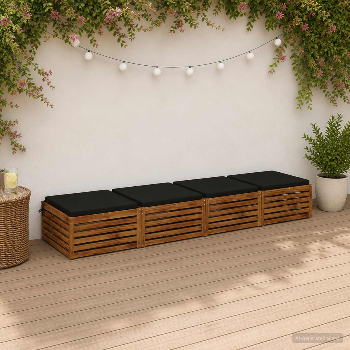 Seat Cushions SOEST 4 pcs 100% Polyester Black 80 x 80 x 5 cm