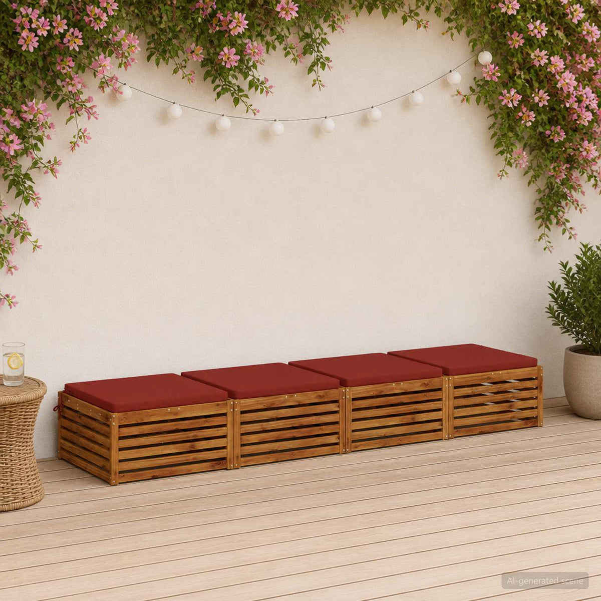 Seat Cushions SOEST 4 pcs 100% Polyester Red 80 x 80 x 5 cm